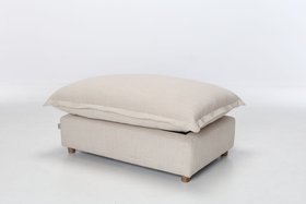 Aura Footstool, Oatmeal Fine Weave Chenille