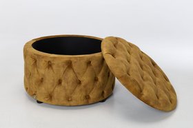 Sadie Storage Footstool, Antique Gold Mottled Velvet