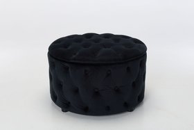Sadie Storage Footstool, Black Velvet