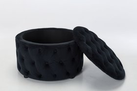 Sadie Storage Footstool, Black Velvet