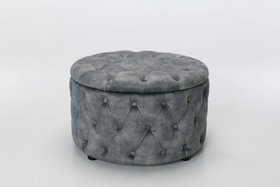 Sadie Storage Footstool, Grey Mottled Velvet