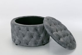 Sadie Storage Footstool, Grey Mottled Velvet