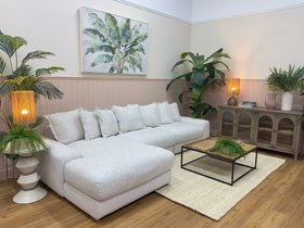 3 Piece Sectional Left Hand Chaise Corner Sofa - Luxe Textured Grey Fabric