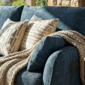 Fabio Modern Corner Chaise Sofa - Blue Weave