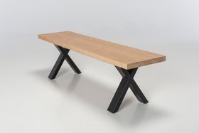 Juniper Dining Bench - 1.6m Washed Oak Veneer with Black Metal Legs