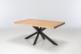 Juniper Dining Table - 1.6m Washed Oak Veneer with Black Metal Base