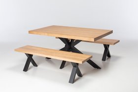 Juniper Dining Table & Bench - Washed Oak Veneer