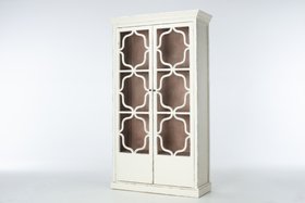 Vannes Display Cabinet - Distressed White with 2 Glass Doors