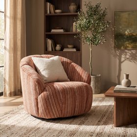 Stevie 360° Swivel Accent Chair, Terracotta Stripe