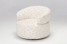 Vera 360° Swivel Accent Chair, Ecru Textured Pattern