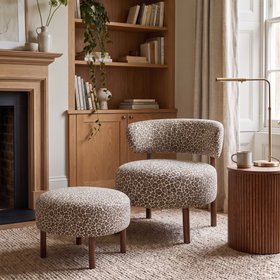 Ziggy Curved Accent Chair, Leopard Green