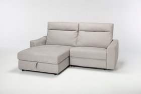 Hendrix Corner Recliner, Left or Right Chaise with Storage, Grey Textured Fabric