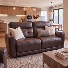Lorenzo 100% Genuine Leather Electric Recliners, Mulberry Brown