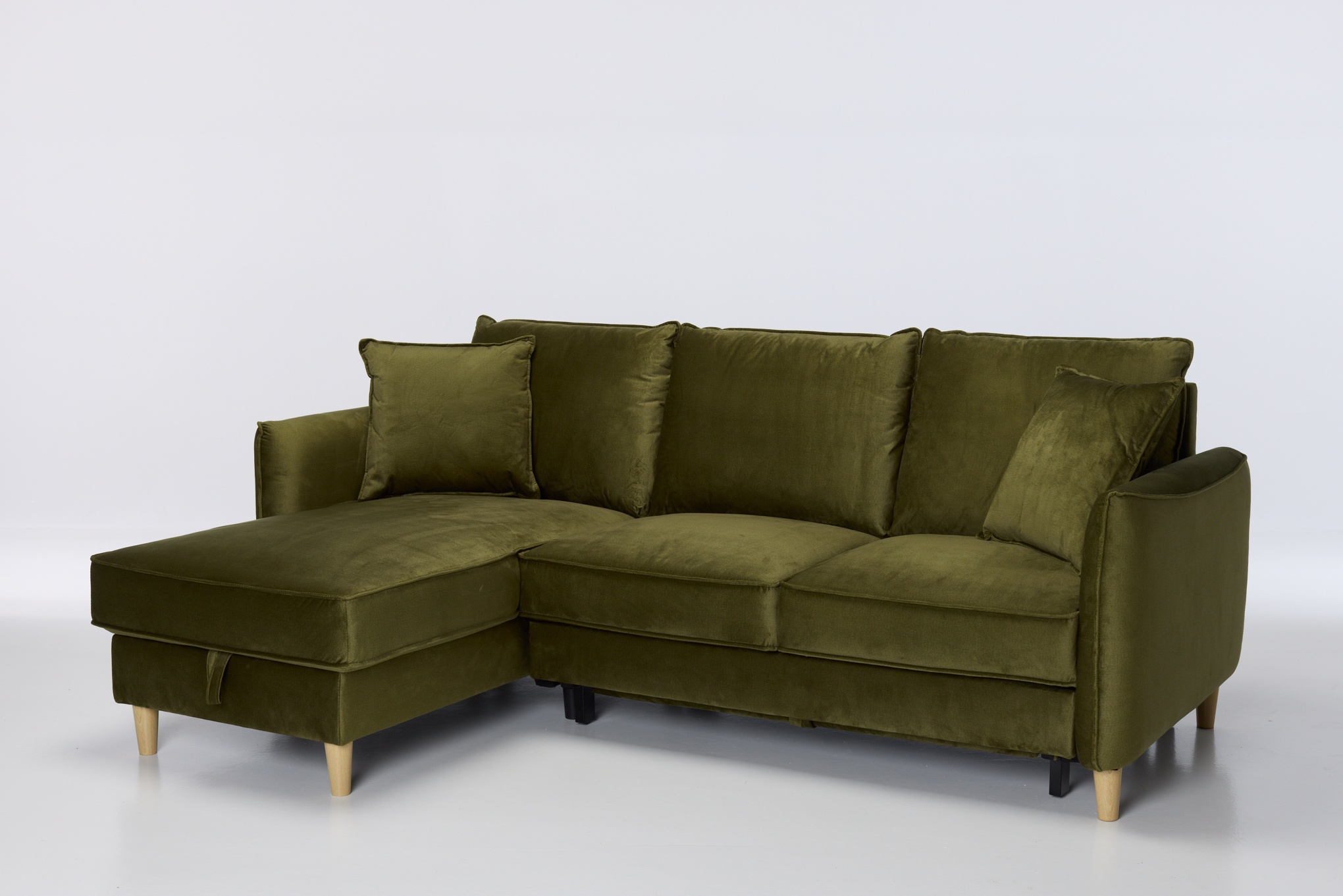 Sonoma Corner Chaise Sofa Bed With Storage, Olive Green Velvet
