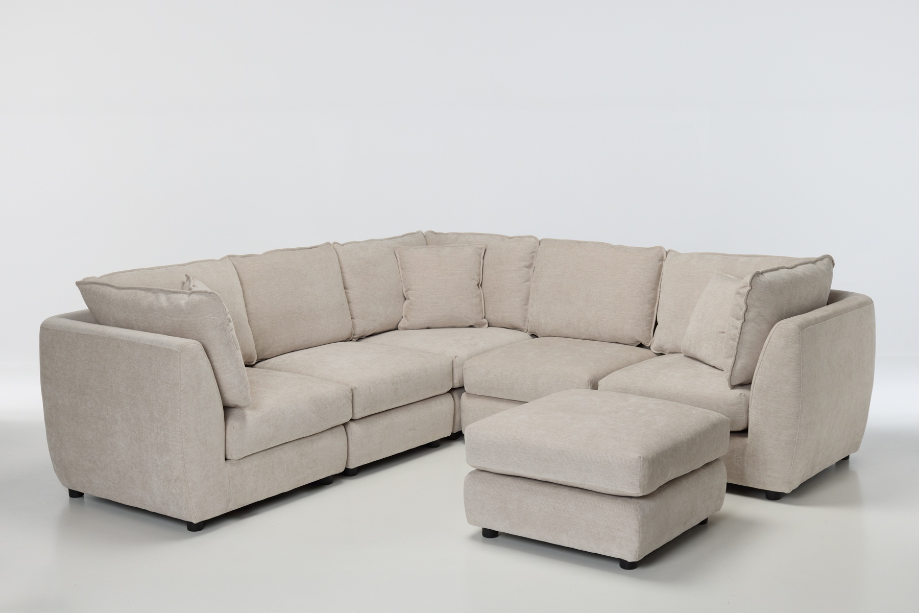 Marley Modular Sofa Range - Corner Sofa Set with Footstool (Seashell)