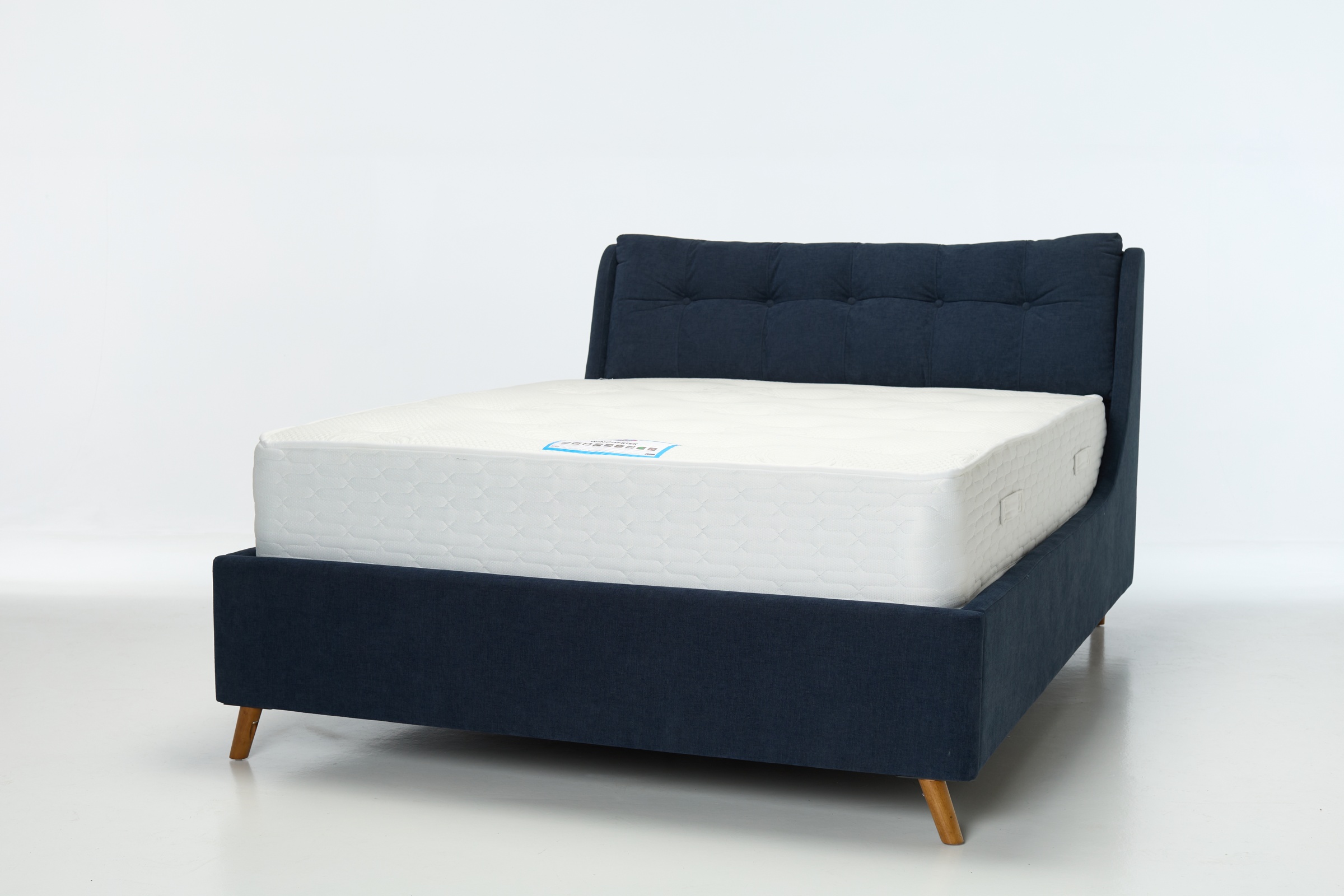 Georgia 4ft6 Double Lift Up Storage Pillow Ottoman Bed - Blue Velvet