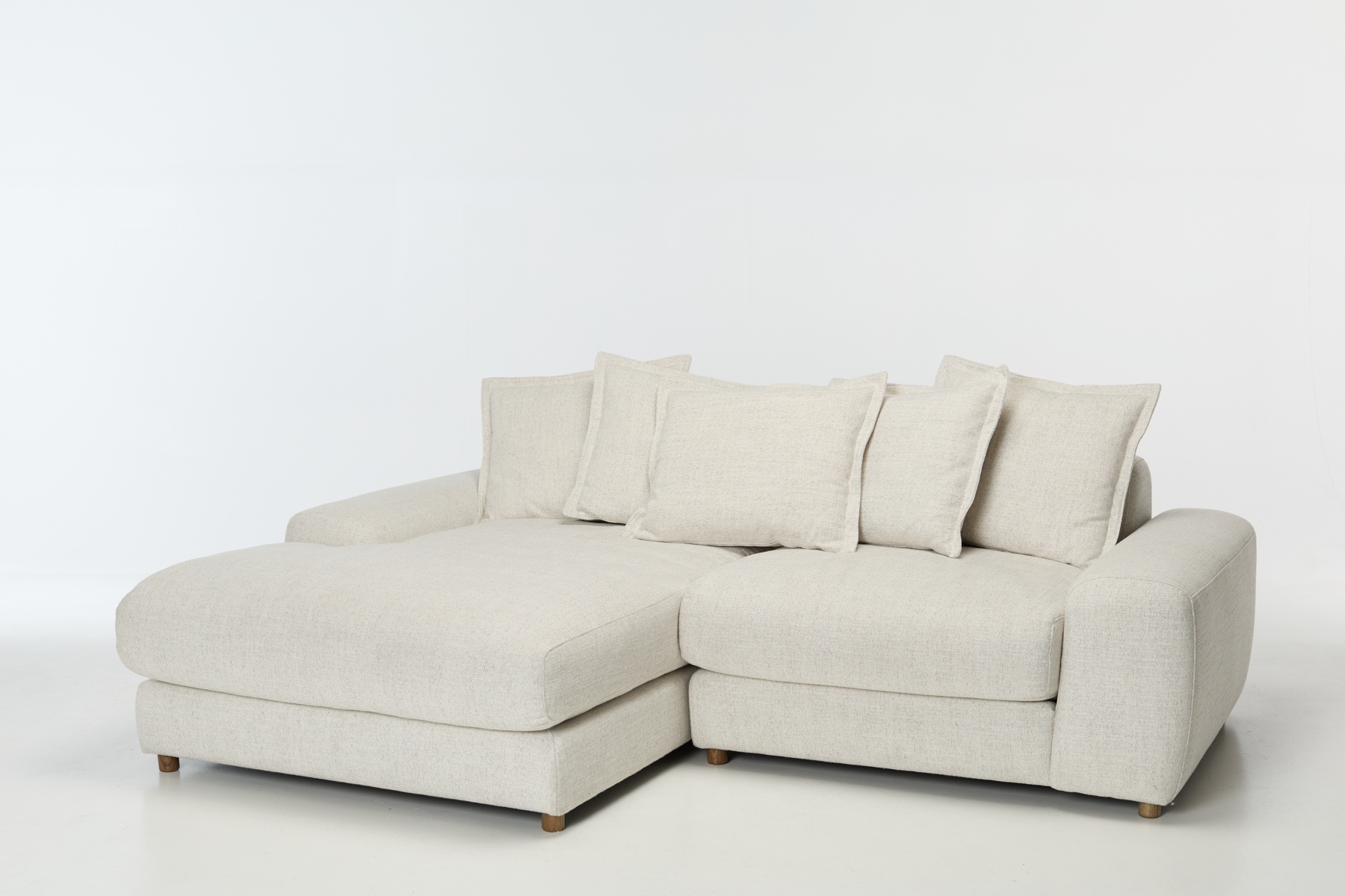 Eden 2 Piece Sectional Left Hand Chaise Corner Sofa - Luxe Textured Ecru Fabric