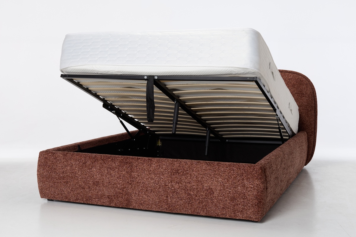 Mila Ottoman Bed with Storage, Copper Blush Basket Weave Chenille