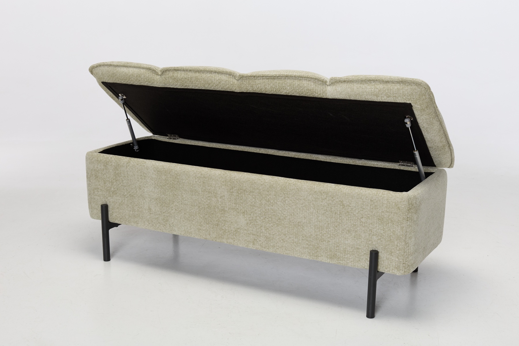 Thea Ottoman Storage Bench, Sage Soft Textured Woven Fabric