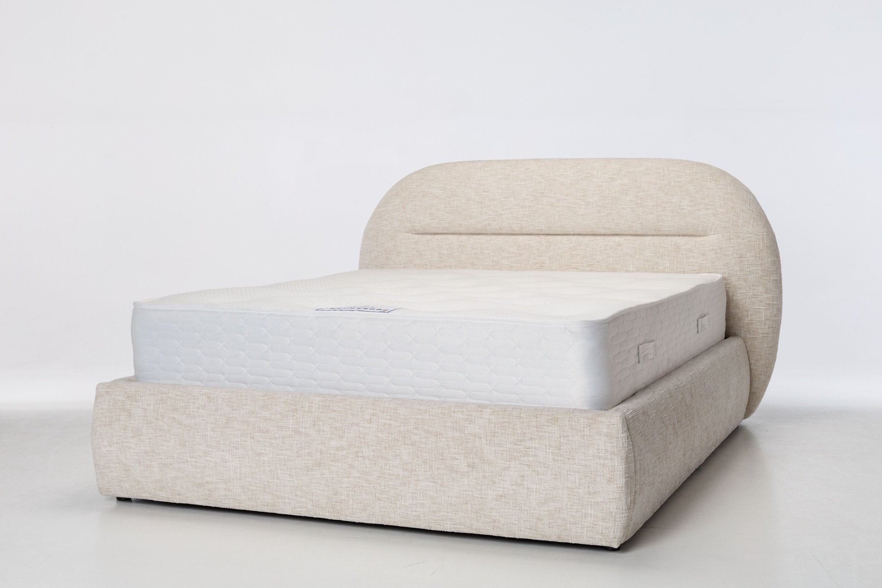 Isla Ottoman Bed with Storage, Cream Textured Chenille