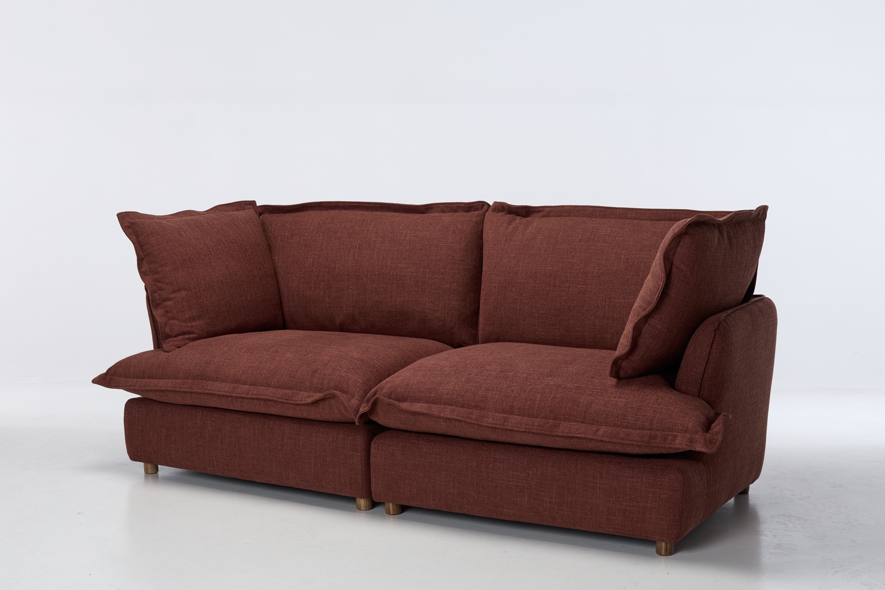 Aura Modula Sofa (3.5 Seater / 5 Seater), Berry Fine Weave Chenille