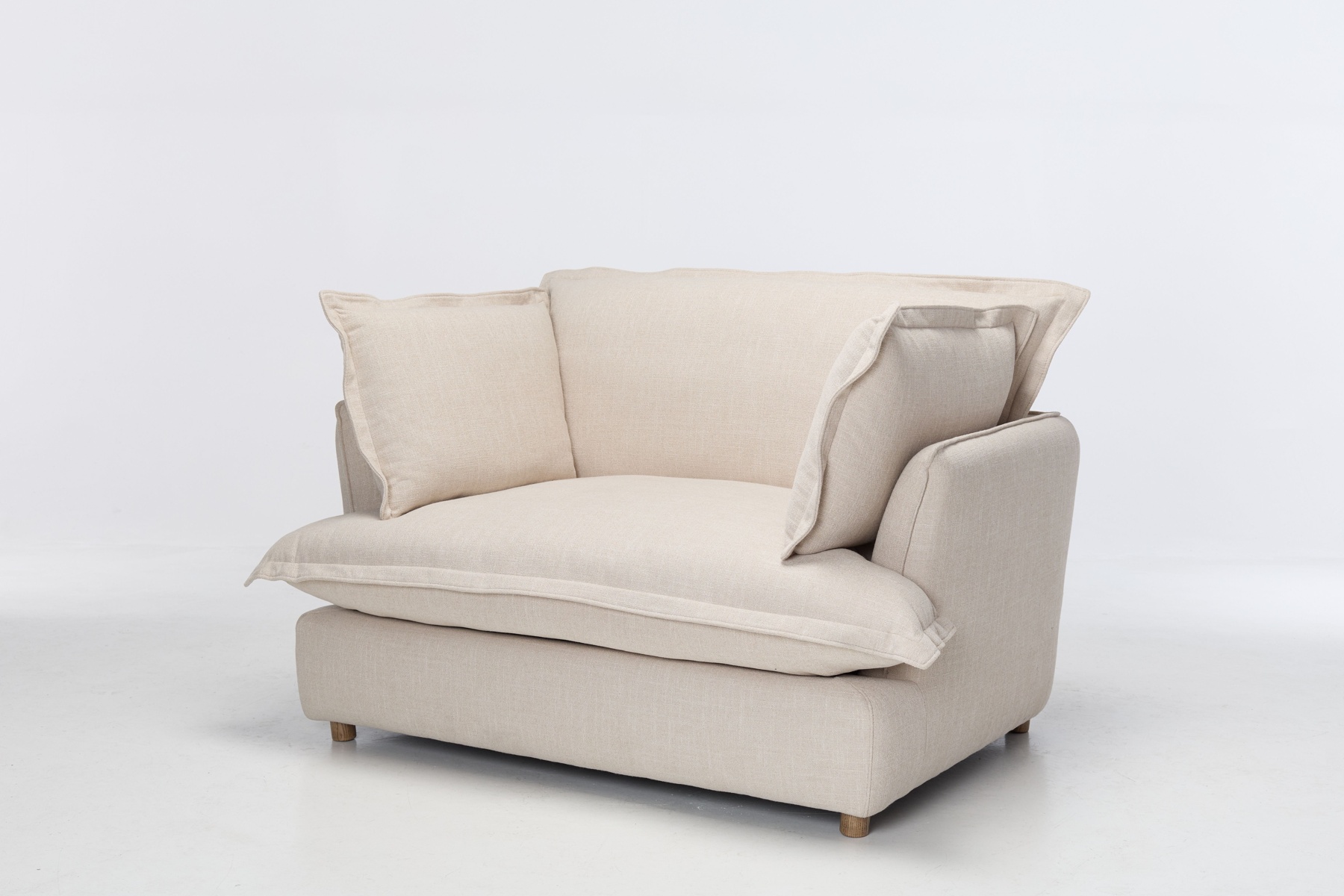 Aura Snuggle Chair, Oatmeal Fine Weave Chenille