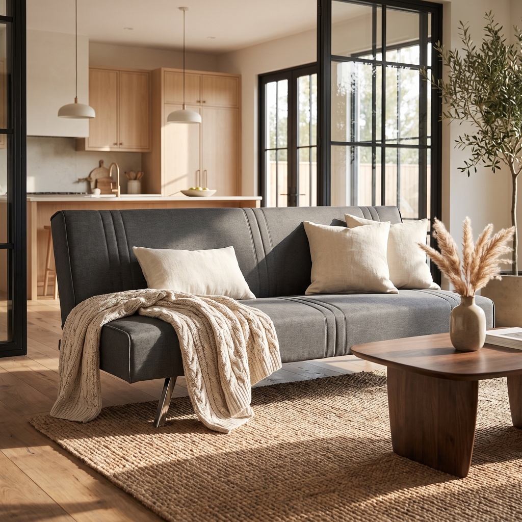 Knox Click Clack 3 Seater Sofa Bed, Dark Grey Linen