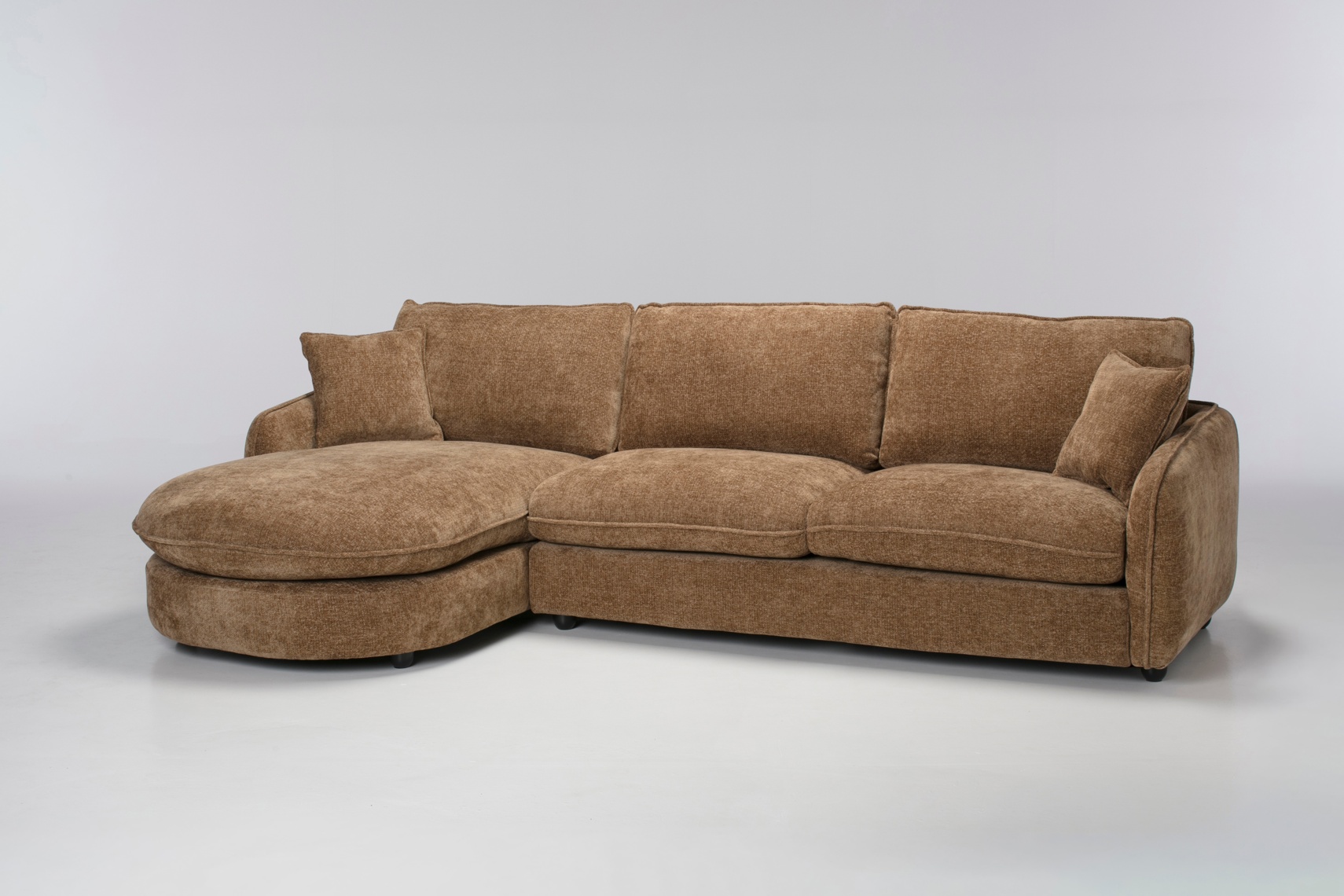 Rolo Corner Sofa, Left or Right Curved Chaise, Caramel Chenille