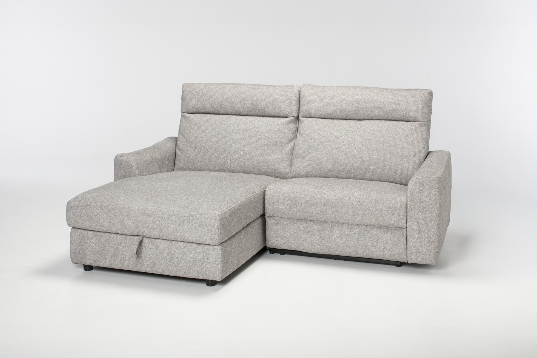 Hendrix Corner Recliner, Left or Right Chaise with Storage, Grey Textured Fabric