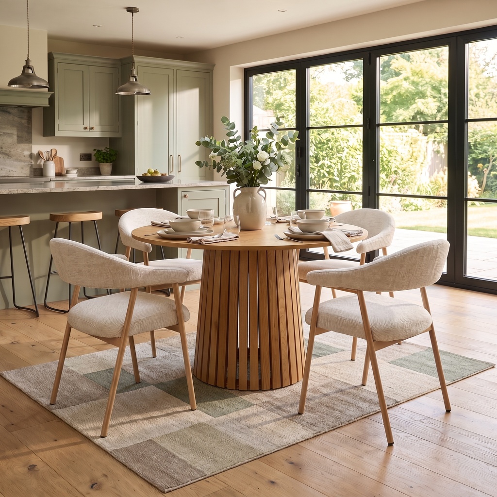 Otto Dining Chair, Cream Textured Fabric