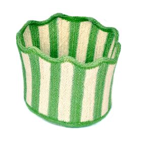 GREEN STRIPED FLUTED BASKET