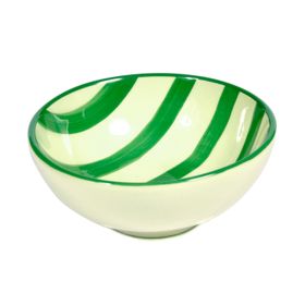 GREEN STRIPED PORCELAIN BOWL