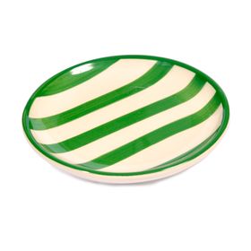 GREEN STRIPED PORCELAIN MINI PLATE