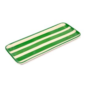 GREEN STRIPED PORCELAIN TRAY