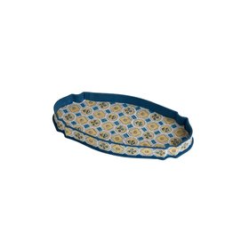Blue Floral Block Print Paper and Fabric Tray