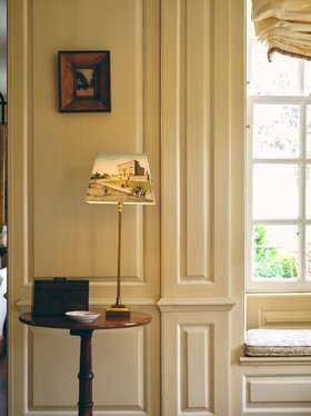 Tall Brass Square Base Cordless Lamp