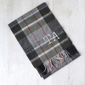 Men's Tartan Monogram Lambswool Scarf