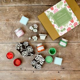 Joy of Print x The Indian Block Print Co. - Potted Geraniums Indian Block Print Set