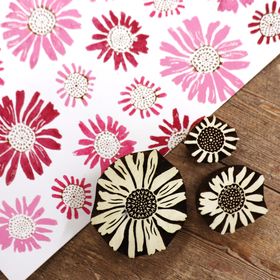 Indian wooden printing blocks - Echinacea Daisies - The Crafty Lass® Summer Collection