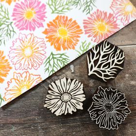 Indian wooden printing blocks - Sunflowers - The Crafty Lass® Summer Collection
