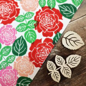 Indian wooden printing blocks - Rose leaves - The Crafty Lass® Summer Collection