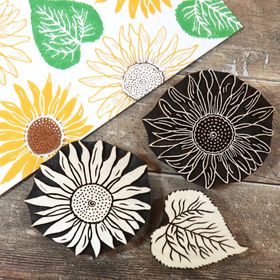 Indian wooden printing blocks - Sunflowers - The Crafty Lass® Summer Collection