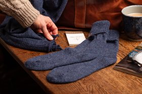 Alpaca Ladies Silky Bed Socks - 100% Alpaca - Indigo