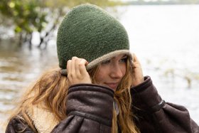 Unisex 100% Alpaca Jersey Knit Beanie in Forest Green