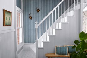 Graham & Brown x Kate Berry Moire Faux Bois Sky Wallpaper