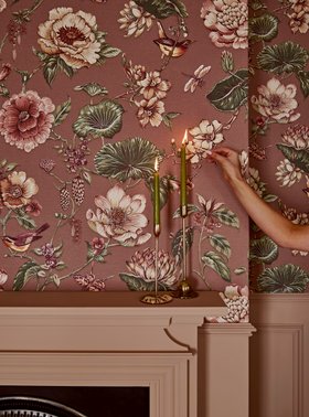 Roselle Grove Dusky Pink wallpaper & Rose Earth paint