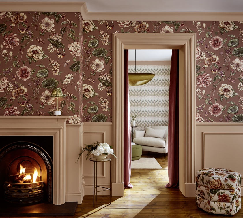 Grove Dusky Pink Wallpaper | Rose Earth paint | Zigzagare Green Roselle Grove Dusky Pink