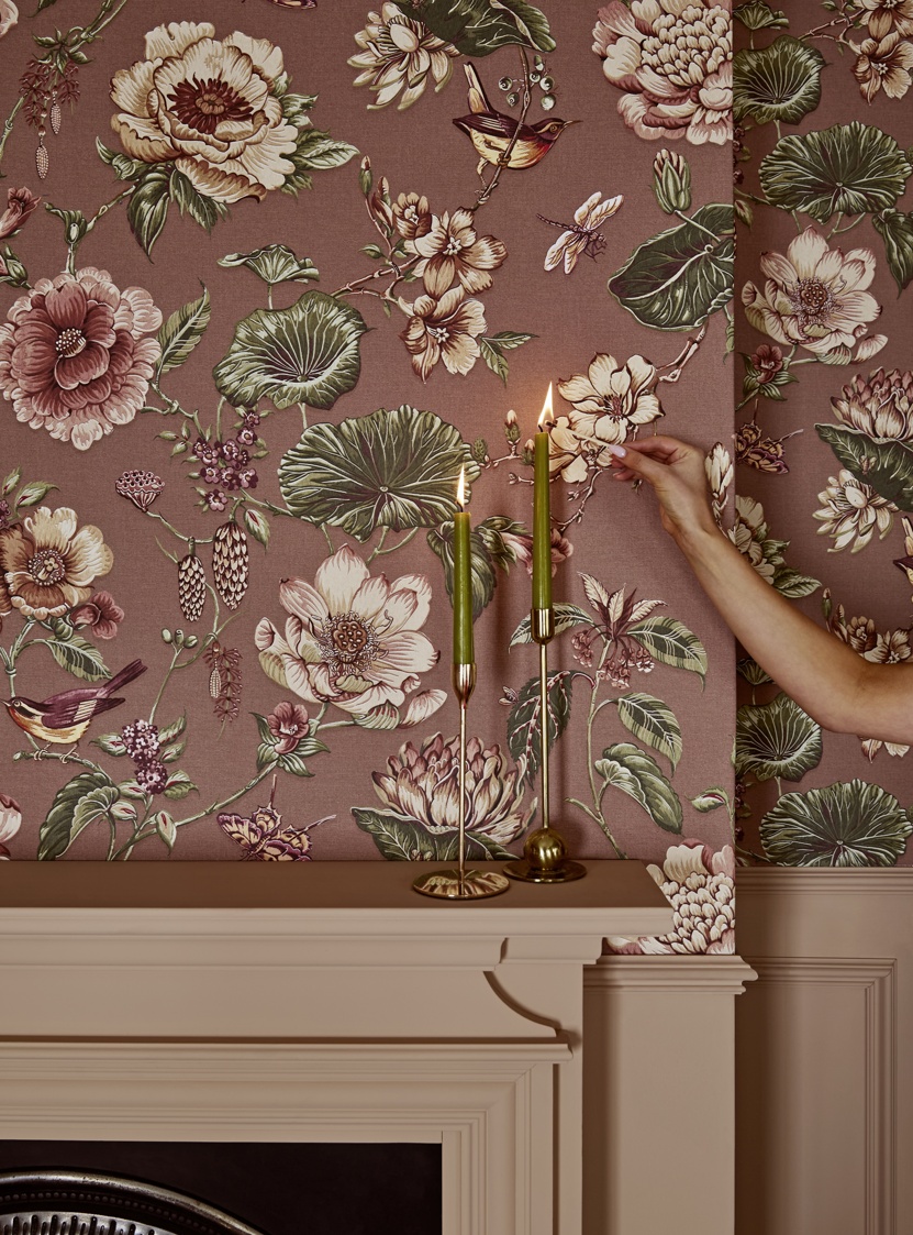 Roselle Grove Dusky Pink wallpaper & Rose Earth paint