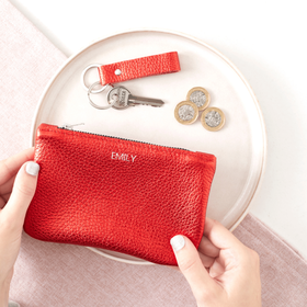 Festive Metallic Red Leather Purse – Personalised Christmas Gift