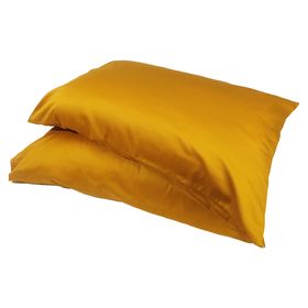 Honey Mustard Pillowcases in satin weave organic cotton